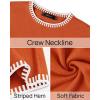 imageZESICA Womens Oversized Long Sleeve Sweaters Fall Crewneck Color Block Loose Ribbed Knit Pullover TopsOrange