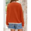 imageZESICA Womens Oversized Long Sleeve Sweaters Fall Crewneck Color Block Loose Ribbed Knit Pullover TopsOrange