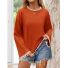 imageZESICA Womens Oversized Long Sleeve Sweaters Fall Crewneck Color Block Loose Ribbed Knit Pullover TopsOrange