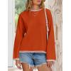 imageZESICA Womens Oversized Long Sleeve Sweaters Fall Crewneck Color Block Loose Ribbed Knit Pullover TopsOrange