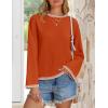 imageZESICA Womens Oversized Long Sleeve Sweaters Fall Crewneck Color Block Loose Ribbed Knit Pullover TopsOrange