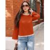 imageZESICA Womens Oversized Long Sleeve Sweaters Fall Crewneck Color Block Loose Ribbed Knit Pullover TopsOrange