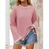 imageZESICA Womens Oversized Long Sleeve Sweaters Fall Crewneck Color Block Loose Ribbed Knit Pullover TopsPink