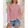 imageZESICA Womens Oversized Long Sleeve Sweaters Fall Crewneck Color Block Loose Ribbed Knit Pullover TopsPink