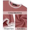 imageZESICA Womens Oversized Long Sleeve Sweaters Fall Crewneck Color Block Loose Ribbed Knit Pullover TopsRust