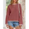 imageZESICA Womens Oversized Long Sleeve Sweaters Fall Crewneck Color Block Loose Ribbed Knit Pullover TopsRust