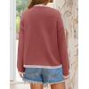 imageZESICA Womens Oversized Long Sleeve Sweaters Fall Crewneck Color Block Loose Ribbed Knit Pullover TopsRust