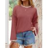 imageZESICA Womens Oversized Long Sleeve Sweaters Fall Crewneck Color Block Loose Ribbed Knit Pullover TopsRust