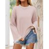 imageZESICA Womens Oversized Long Sleeve Sweaters Fall Crewneck Color Block Loose Ribbed Knit Pullover TopsSand