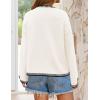 imageZESICA Womens Oversized Long Sleeve Sweaters Fall Crewneck Color Block Loose Ribbed Knit Pullover TopsWhite