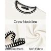 imageZESICA Womens Oversized Long Sleeve Sweaters Fall Crewneck Color Block Loose Ribbed Knit Pullover TopsWhite