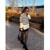 imageZESICA Womens Winter Sweaters Casual Turtleneck Long Sleeve Striped Side Slit Loose Pullover Sweater Jumper TopsApricot
