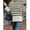 imageZESICA Womens Winter Sweaters Casual Turtleneck Long Sleeve Striped Side Slit Loose Pullover Sweater Jumper TopsApricot