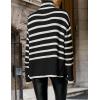 imageZESICA Womens Winter Sweaters Casual Turtleneck Long Sleeve Striped Side Slit Loose Pullover Sweater Jumper TopsBlack