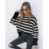 imageZESICA Womens Winter Sweaters Casual Turtleneck Long Sleeve Striped Side Slit Loose Pullover Sweater Jumper TopsBlack