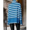 imageZESICA Womens Winter Sweaters Casual Turtleneck Long Sleeve Striped Side Slit Loose Pullover Sweater Jumper TopsCobaltblue