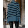 imageZESICA Womens Winter Sweaters Casual Turtleneck Long Sleeve Striped Side Slit Loose Pullover Sweater Jumper TopsDustyblue