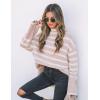 imageZESICA Womens Winter Sweaters Casual Turtleneck Long Sleeve Striped Side Slit Loose Pullover Sweater Jumper TopsDustypink