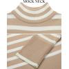 imageZESICA Womens Winter Sweaters Casual Turtleneck Long Sleeve Striped Side Slit Loose Pullover Sweater Jumper TopsKhaki