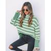 imageZESICA Womens Winter Sweaters Casual Turtleneck Long Sleeve Striped Side Slit Loose Pullover Sweater Jumper TopsLake