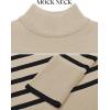 imageZESICA Womens Winter Sweaters Casual Turtleneck Long Sleeve Striped Side Slit Loose Pullover Sweater Jumper TopsNatural