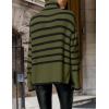 imageZESICA Womens Winter Sweaters Casual Turtleneck Long Sleeve Striped Side Slit Loose Pullover Sweater Jumper TopsOlive