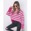 imageZESICA Womens Winter Sweaters Casual Turtleneck Long Sleeve Striped Side Slit Loose Pullover Sweater Jumper TopsRose