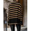 imageZESICA Womens Winter Sweaters Casual Turtleneck Long Sleeve Striped Side Slit Loose Pullover Sweater Jumper TopsTaupe