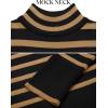 imageZESICA Womens Winter Sweaters Casual Turtleneck Long Sleeve Striped Side Slit Loose Pullover Sweater Jumper TopsTaupe