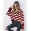 imageZESICA Womens Winter Sweaters Casual Turtleneck Long Sleeve Striped Side Slit Loose Pullover Sweater Jumper TopsWine