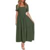 imageZESICA Womens 2025 Summer Boho Floral Print Square Neck Ruffle Swing Beach Long Maxi DressArmygreen