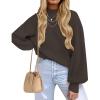 imageZESICA Womens Casual Turtleneck Long Lantern Sleeve Oversized Ribbed Knit Pullover Sweater Jumper TopCoffee