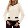 imageZESICA Womens Fall Sweaters 2025 Long Sleeve Crewneck Knit Color Block Lightweight Pullover Tops ClothesApricot