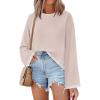 imageZESICA Womens Oversized Long Sleeve Sweaters Fall Crewneck Color Block Loose Ribbed Knit Pullover TopsSand