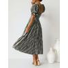 imageZESICA Womens 2025 Bohemian Summer Plaid Square Neck Puff Sleeve Ruffle Flowy Beach Midi DressBlack