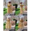 imageZESICA Womens 2025 Bohemian Summer Plaid Square Neck Puff Sleeve Ruffle Flowy Beach Midi DressGinger