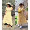 imageZESICA Womens 2025 Bohemian Summer Plaid Square Neck Puff Sleeve Ruffle Flowy Beach Midi DressGinger