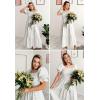 imageZESICA Womens 2025 Bohemian Summer Plaid Square Neck Puff Sleeve Ruffle Flowy Beach Midi DressGrey