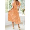 imageZESICA Womens 2025 Bohemian Summer Plaid Square Neck Puff Sleeve Ruffle Flowy Beach Midi DressOrange