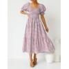 imageZESICA Womens 2025 Bohemian Summer Plaid Square Neck Puff Sleeve Ruffle Flowy Beach Midi DressTaro
