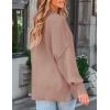 imageZESICA Womens Fall Casual Long Sleeve Crew Neck Side Slit Oversized Ribbed Knit Pullover Sweater TopsAlmond