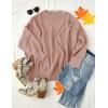 imageZESICA Womens Fall Casual Long Sleeve Crew Neck Side Slit Oversized Ribbed Knit Pullover Sweater TopsAlmond