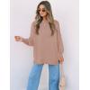 imageZESICA Womens Fall Casual Long Sleeve Crew Neck Side Slit Oversized Ribbed Knit Pullover Sweater TopsAlmond