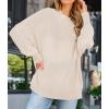 imageZESICA Womens Fall Casual Long Sleeve Crew Neck Side Slit Oversized Ribbed Knit Pullover Sweater TopsBeige