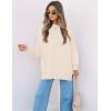 imageZESICA Womens Fall Casual Long Sleeve Crew Neck Side Slit Oversized Ribbed Knit Pullover Sweater TopsBeige