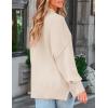 imageZESICA Womens Fall Casual Long Sleeve Crew Neck Side Slit Oversized Ribbed Knit Pullover Sweater TopsBeige