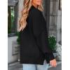 imageZESICA Womens Fall Casual Long Sleeve Crew Neck Side Slit Oversized Ribbed Knit Pullover Sweater TopsBlack