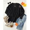 imageZESICA Womens Fall Casual Long Sleeve Crew Neck Side Slit Oversized Ribbed Knit Pullover Sweater TopsBlack