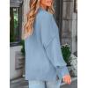 imageZESICA Womens Fall Casual Long Sleeve Crew Neck Side Slit Oversized Ribbed Knit Pullover Sweater TopsBlue