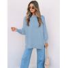 imageZESICA Womens Fall Casual Long Sleeve Crew Neck Side Slit Oversized Ribbed Knit Pullover Sweater TopsBlue